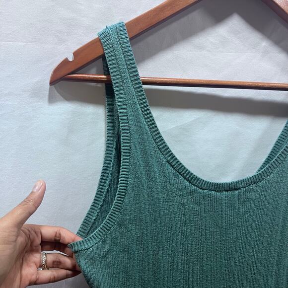Abercrombie and Fitch Midi Teal Ribbed Knit Tank Dress w/Side Slit Women's Large - Picture 3 of 8